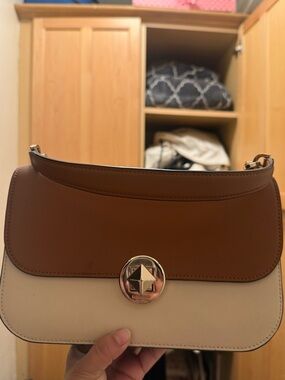 Kate spade Leather Two-Tone Shoulder Bag in Brown and Cream